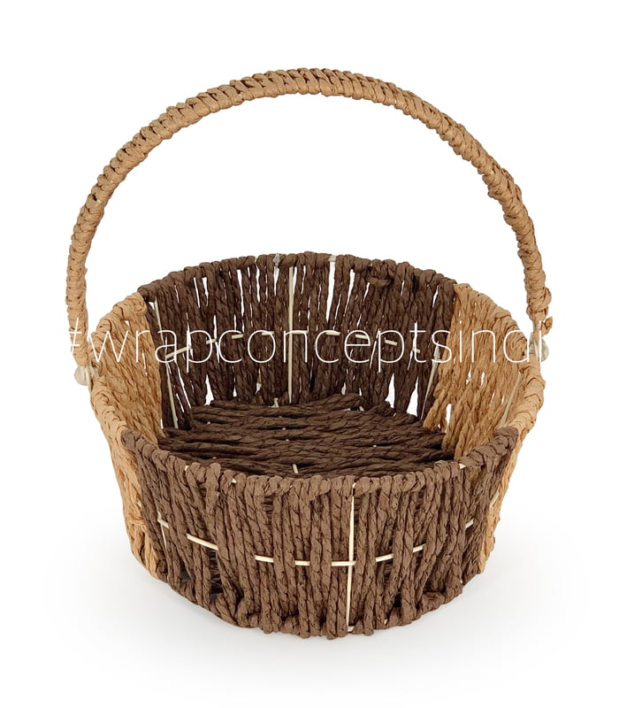 Brown Oval Basket with Movable Handles