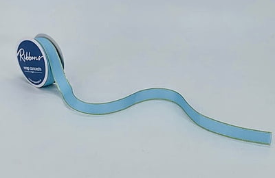 Baby Blue Grosgrain Ribbon with Gold Edges