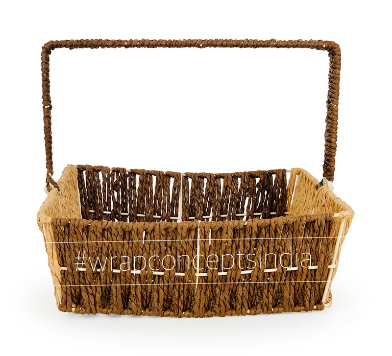 Brown Square Basket with Movable Handle