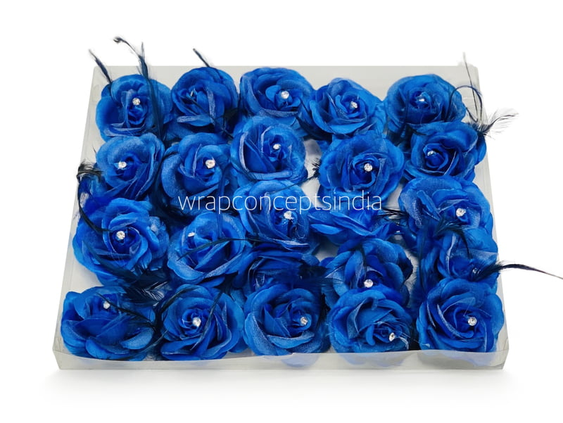 Blue Rose with Feathers & Stone Blue Rose with Feathers & Stone