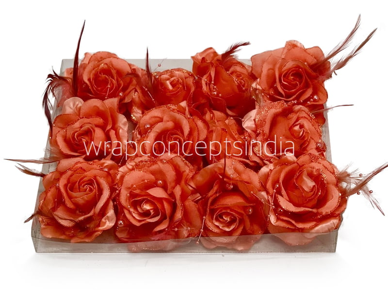 Tomato Rose With Feather & Pearl String Tomato Rose With Feather & Pearl String