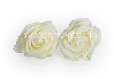 Ivory Glitter Foam Rose