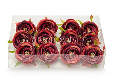 Camellia Flower - Burgundy with hints of Pink & Red