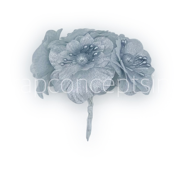 Silver Flowers on stick with ball & pollen Silver Flowers on stick with ball & pollen