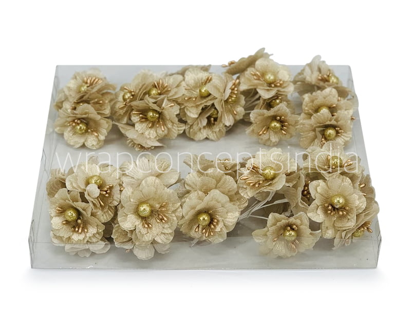 Gold Flowers on stick with ball & pollen Gold Flowers on stick with ball & pollen