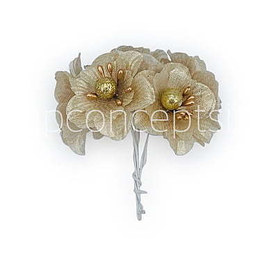 Gold Flowers on stick with ball & pollen Gold Flowers on stick with ball & pollen