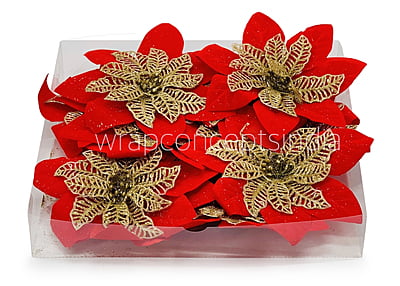 Red Flower with Gold Glitter Petals