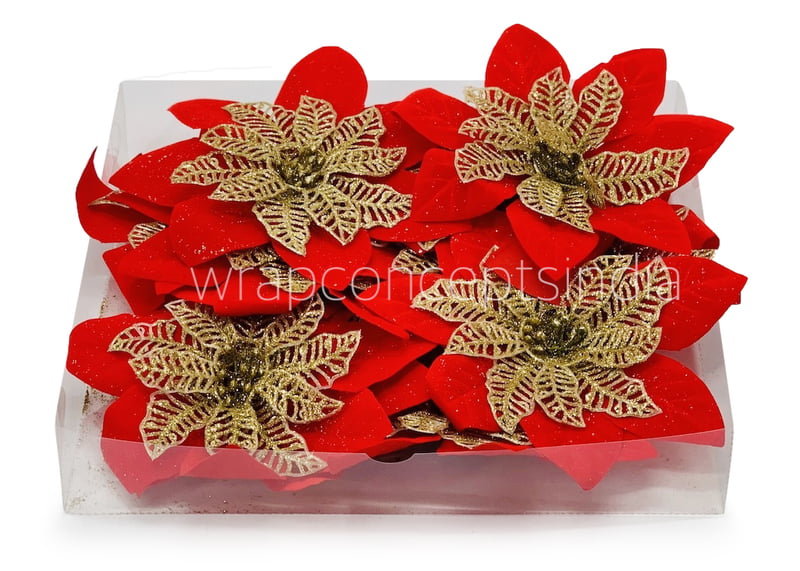 Red Flower with Gold Glitter Petals Red Flower with Gold Glitter Petals