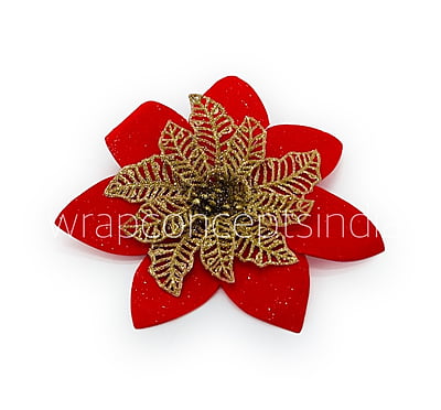 Red Flower with Gold Glitter Petals Red Flower with Gold Glitter Petals