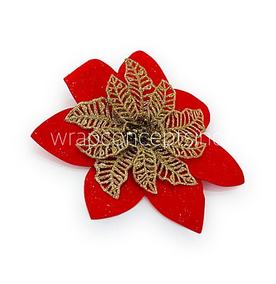Red Flower with Gold Glitter Petals Red Flower with Gold Glitter Petals