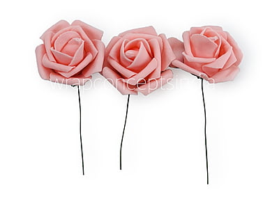 Small Peach Foam Rose on stick Small Peach Foam Rose on stick
