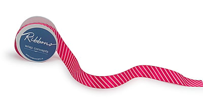 Diagonal Stripe Ribbon - Baby Pink & White