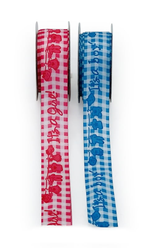 Its a Girl/Boy Plaid Grosgrain Ribbon