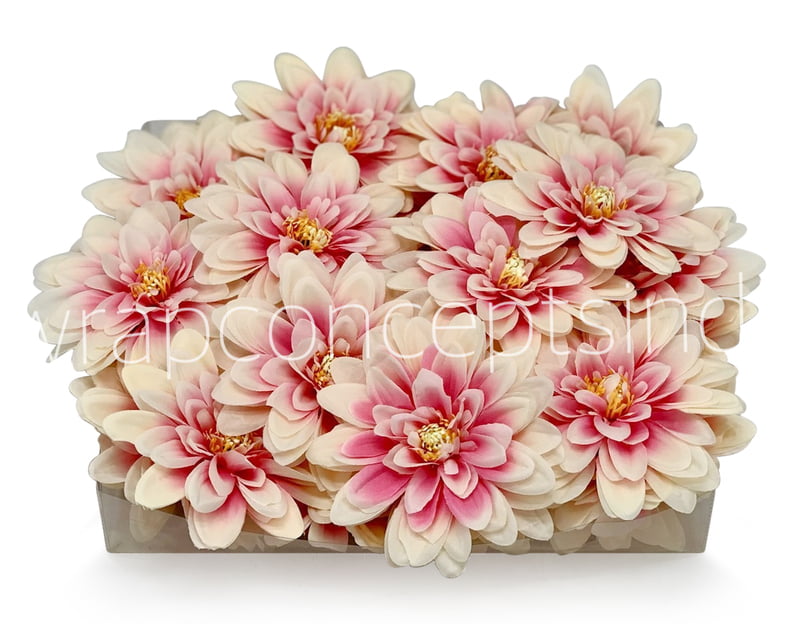 Salmon with Pink Dahlias Salmon with Pink Dahlias