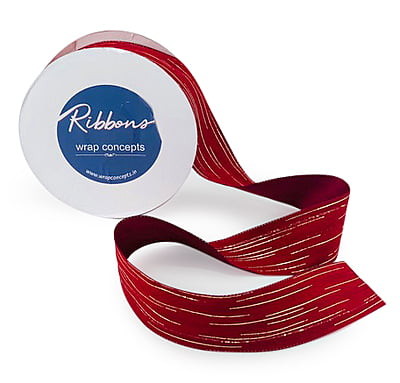 Deep Red Ribbon with Gold Pattern