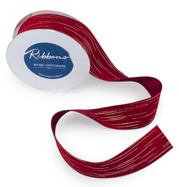 Deep Red Ribbon with Gold Pattern Deep Red Ribbon with Gold Pattern