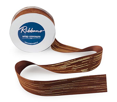 Cherry Wood Ribbon with Gold Pattern