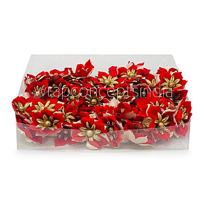 Flower with gold glitter petals on stick - Red Flower with gold glitter petals on stick - Red