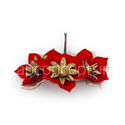 Flower with gold glitter petals on stick - Red Flower with gold glitter petals on stick - Red