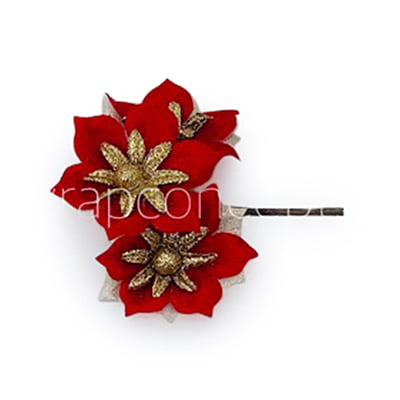Flower with gold glitter petals on stick - Red Flower with gold glitter petals on stick - Red