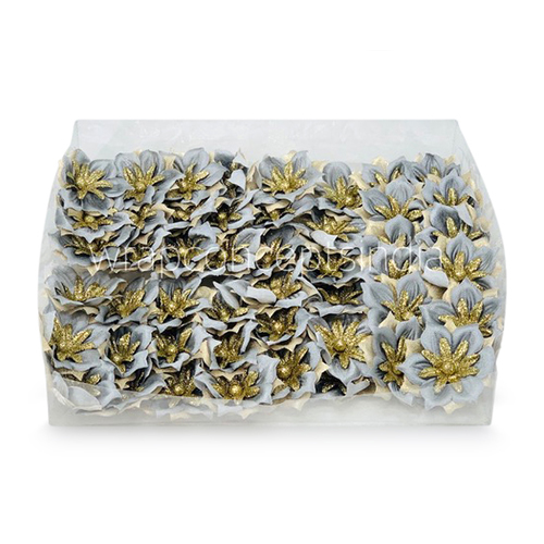 Flower with gold glitter petals on stick - Grey Flower with gold glitter petals on stick - Grey