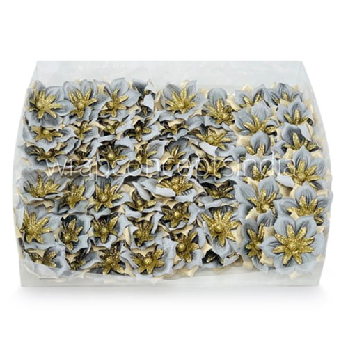 Flower with gold glitter petals on stick - Grey Flower with gold glitter petals on stick - Grey