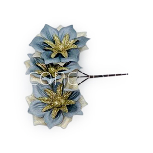 Flower with gold glitter petals on stick - Grey Flower with gold glitter petals on stick - Grey