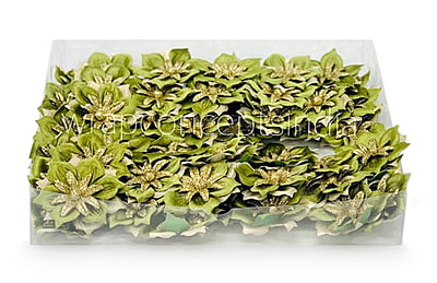 Flower with gold glitter petals on stick - Green Flower with gold glitter petals on stick - Green
