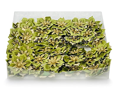 Flower with gold glitter petals on stick - Green