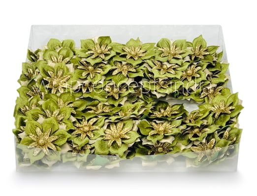 Flower with gold glitter petals on stick - Green Flower with gold glitter petals on stick - Green