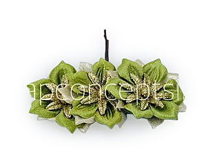 Flower with gold glitter petals on stick - Green Flower with gold glitter petals on stick - Green