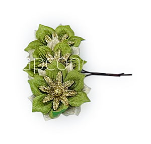 Flower with gold glitter petals on stick - Green Flower with gold glitter petals on stick - Green