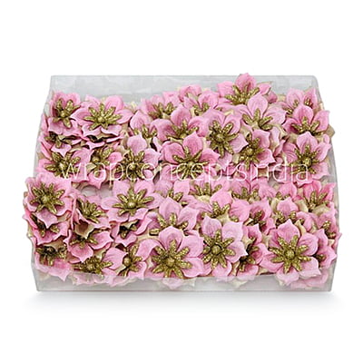 Flower with gold glitter petals on stick - Pink Flower with gold glitter petals on stick - Pink