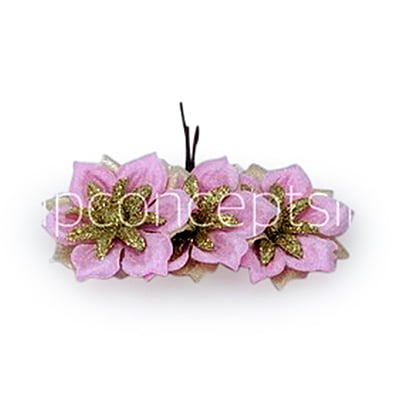 Flower with gold glitter petals on stick - Pink Flower with gold glitter petals on stick - Pink