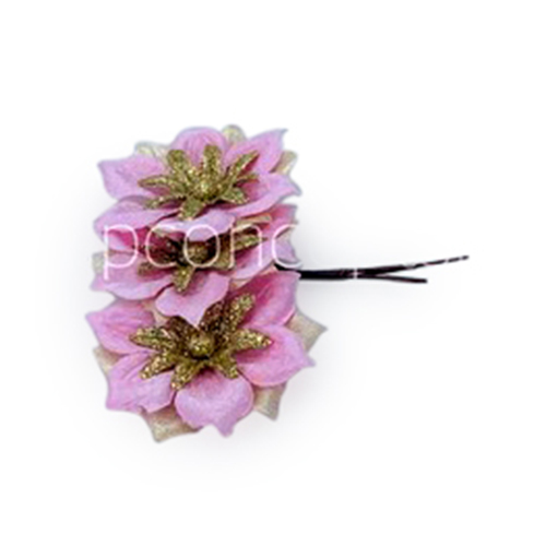Flower with gold glitter petals on stick - Pink Flower with gold glitter petals on stick - Pink