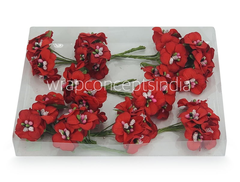 Flowers with Glitter Pollen Centre-Red Flowers with Glitter Pollen Centre-Red