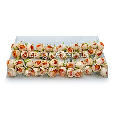 Small Close Peony - Cream with Tangerine Center Small Close Peony - Cream with Tangerine Center
