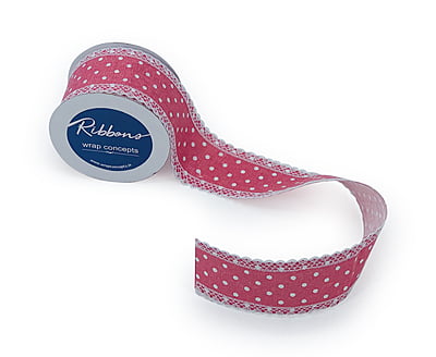 Pink Polka Jute Ribbon with lace edges
