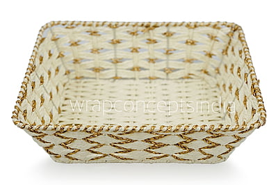 Rectangle Basket – White & Gold