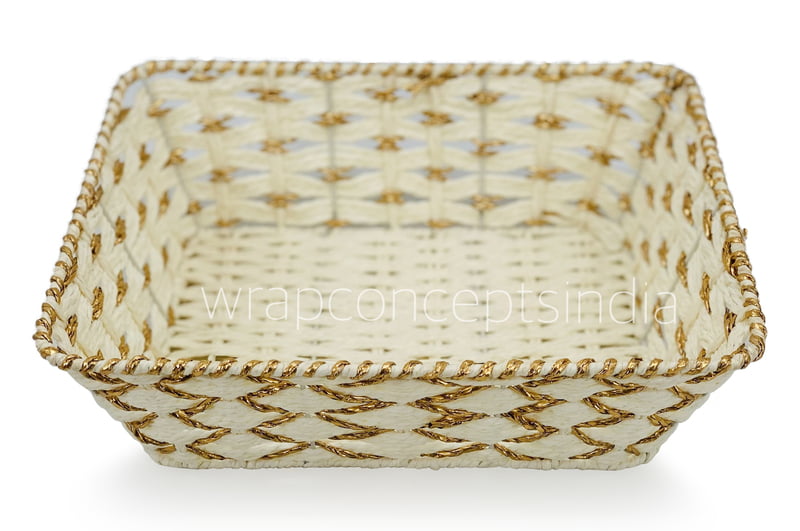 Rectangle Basket – White & Gold
