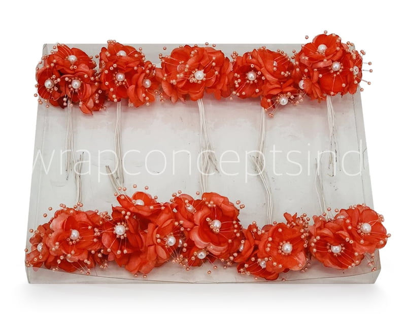 Cute Little Flowers With Pearl-Tomato Red Cute Little Flowers With Pearl-Tomato Red