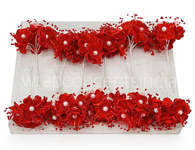Cute Little Flowers With Pearl-Red