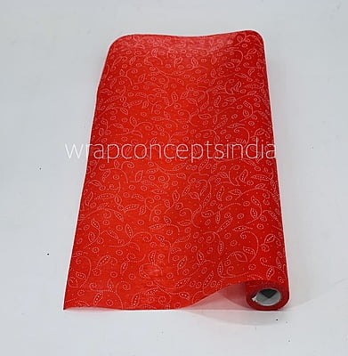 Red with White Leaf Pattern