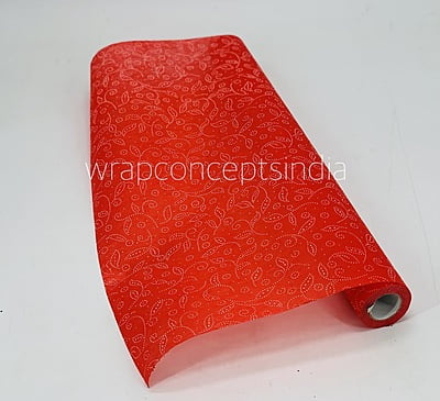 Red with White Leaf Pattern