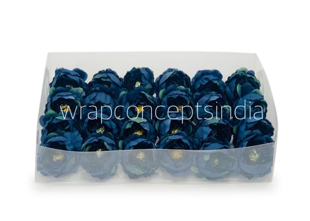 Cobalt Blue with hints of Green Peonies