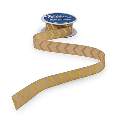 Sand Gold Foil Chevron Satin Ribbon