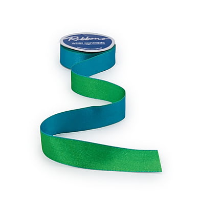 Reversible Ribbon - Parrot Green with Turquoise Blue Reversible Ribbon - Parrot Green with Turquoise Blue