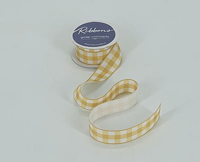 Plaid Grosgrain Ribbon-Mustard