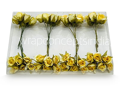 Lemon Yellow Rose Buds on Stick