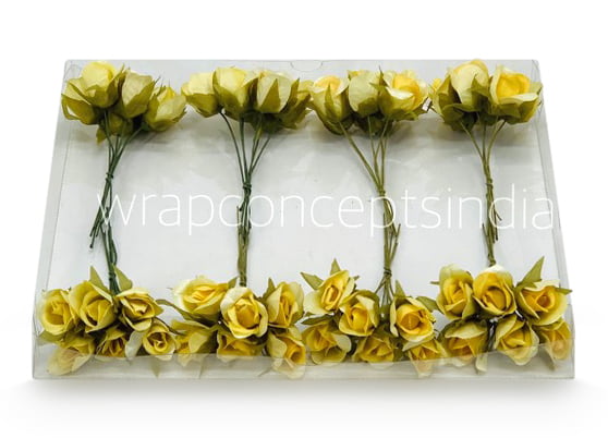 Lemon Yellow Rose Buds on Stick Lemon Yellow Rose Buds on Stick